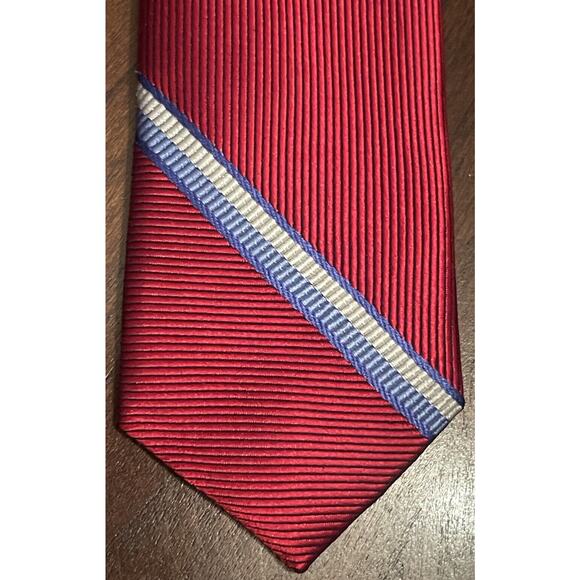 Jos. A. Bank Red Blue Hand Made Repp 100% Silk Men’s Neck Tie Made In China - Picture 6 of 9